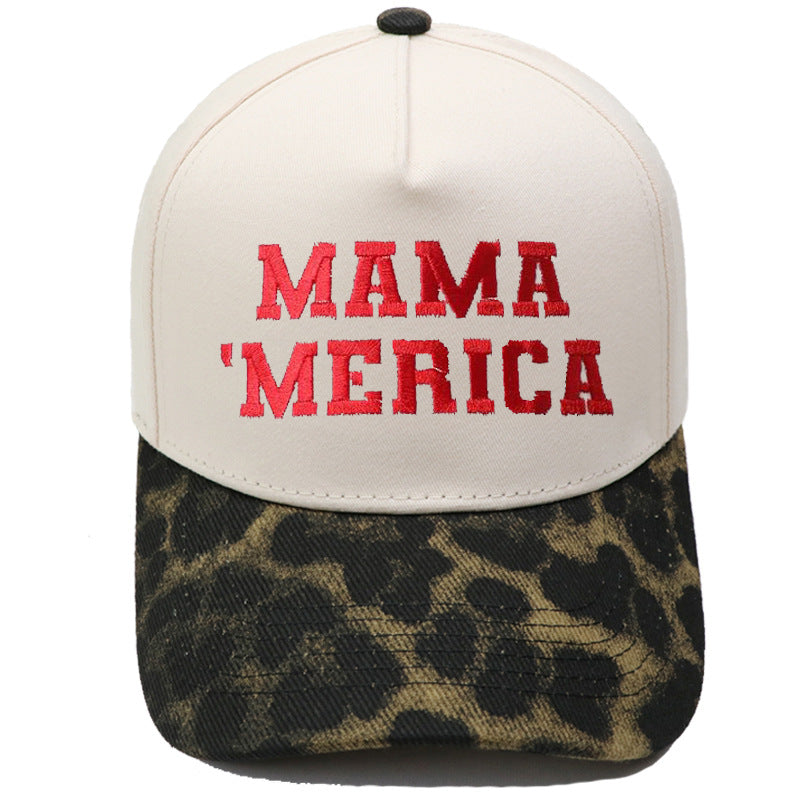 Embroidered "MAMA MERICA" Trucker Hat – Color-Block Structured Baseball Cap