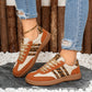 Vagen Leather Leopard Patchwork Flat Sneakers