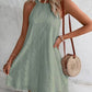 Boho Eyelet Pattern Halter Neck Sleeveless Dress