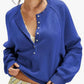 Crew Neck Button Front Knit Pullover