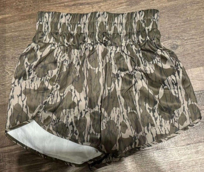 High-Waisted Camo Athletic Running Shorts