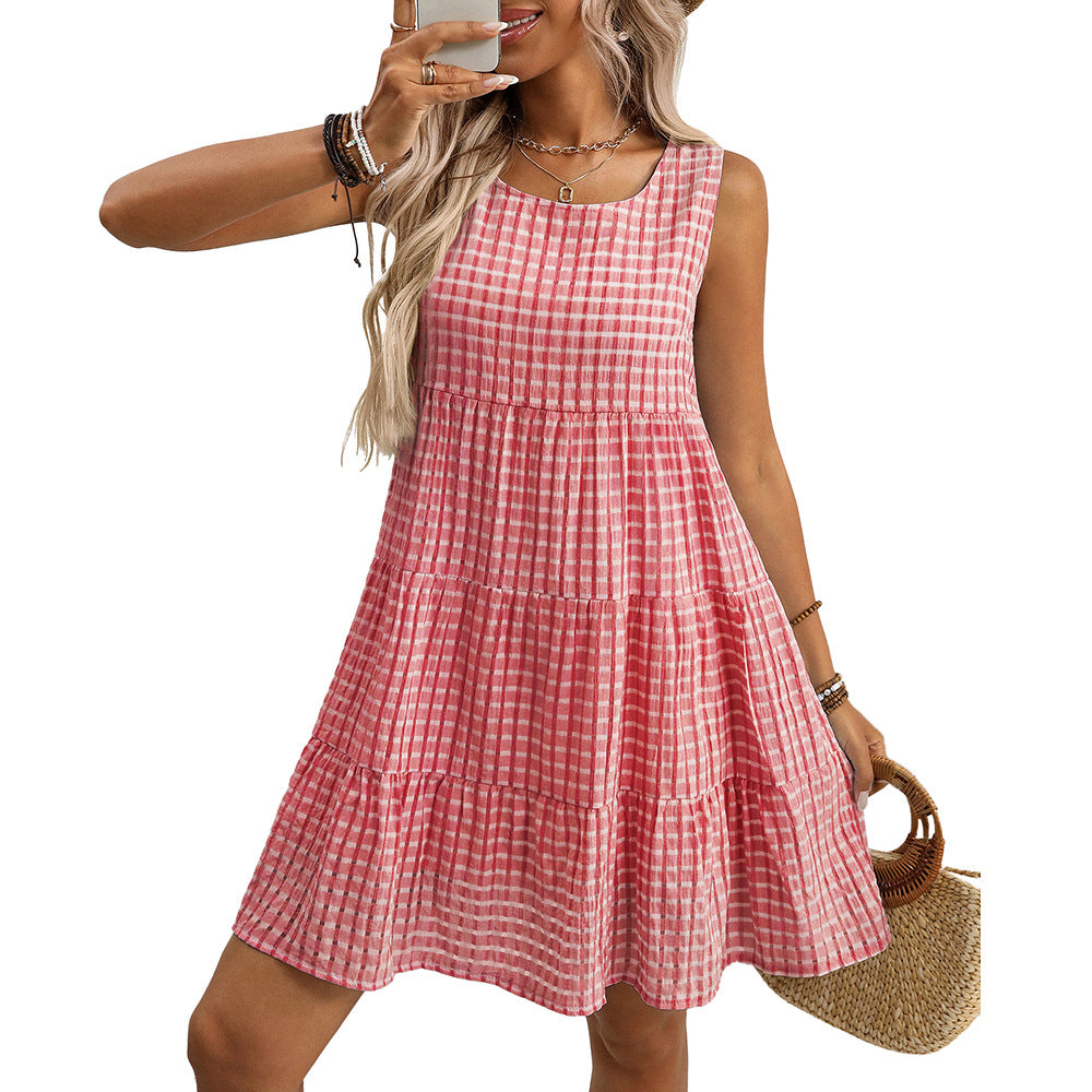 Sleeveless Plaid Dress
