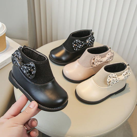 Children's Leather Boots with Soft Cotton Soles