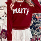 Merry Festive Knit Sweater  Casual Holiday Crewneck Pullover Top