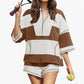 Striped Short-sleeved Oversized Shorts Two-piece Suit