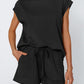 Short Sleeve Lounge Top and Shorts Set with Relaxed Fit