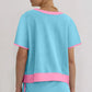 2Pcs Set Colorblock Edge Drop Shoulder T Shirt and Skirt