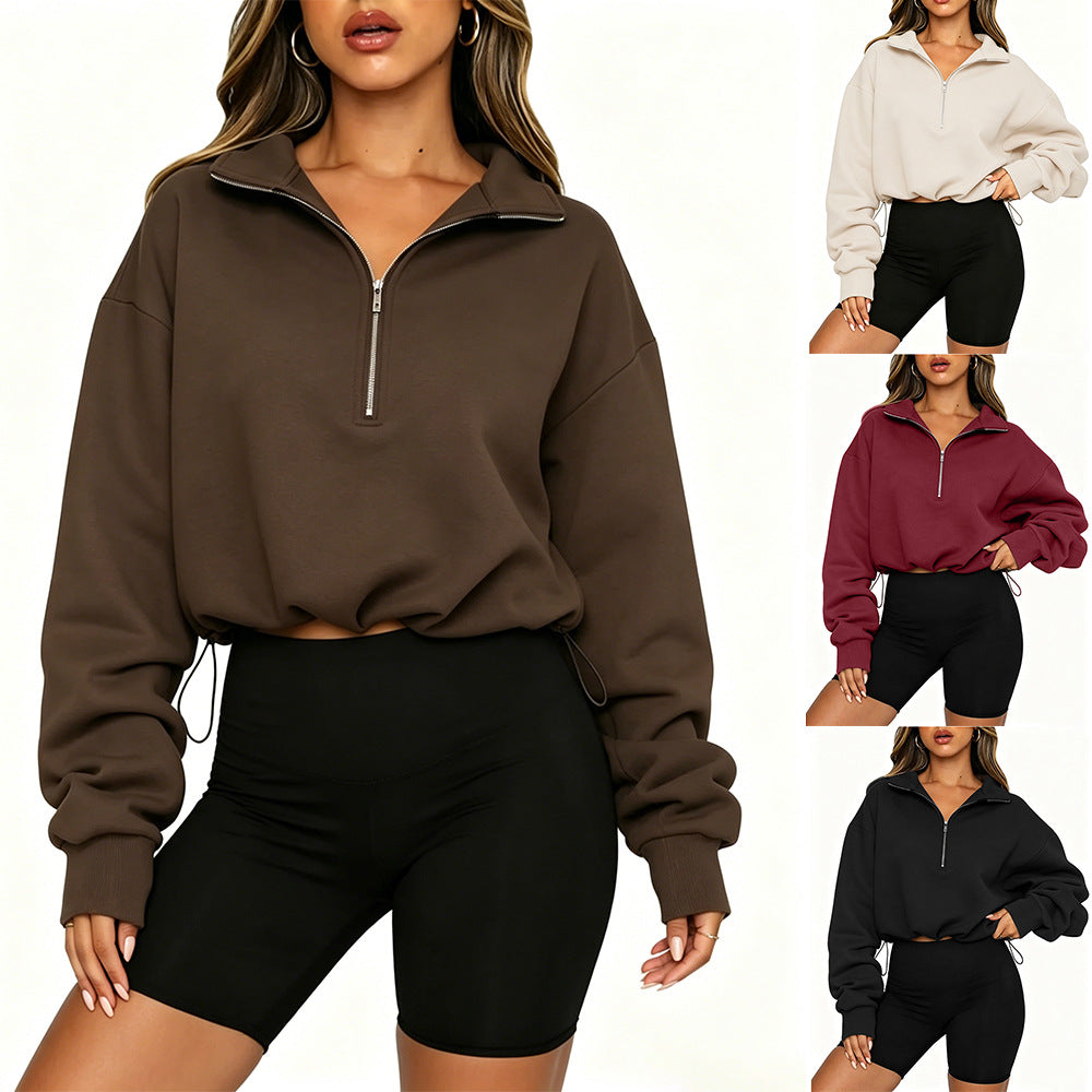 Women's Cropped Half-Zip Sweatshirt