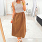 Chestnut Striped Colorblock Patchwork Sleeveless Casual Long Dress