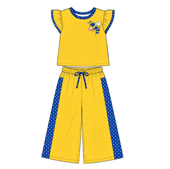 Custom Kids Top Wide Leg Pants Set Ruffle Set