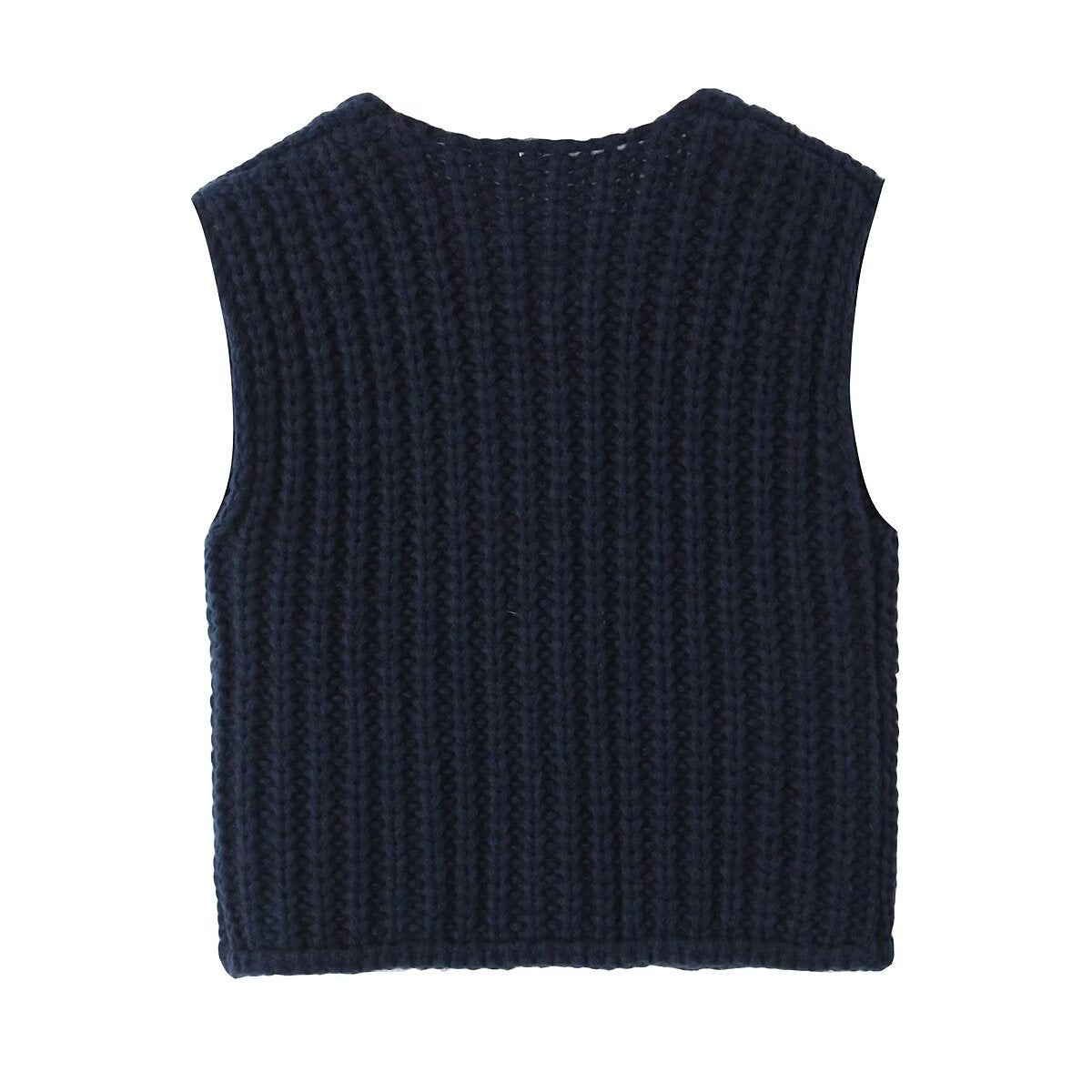 Sleeveless Button Knitted Top