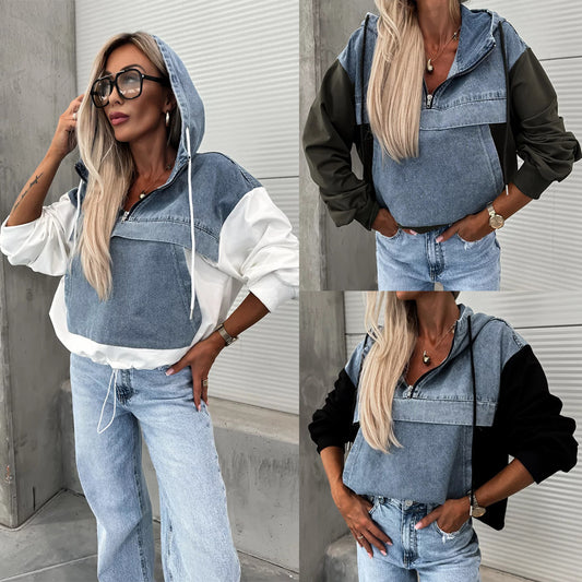 Cowboy Patchwork Hoodie for Women
