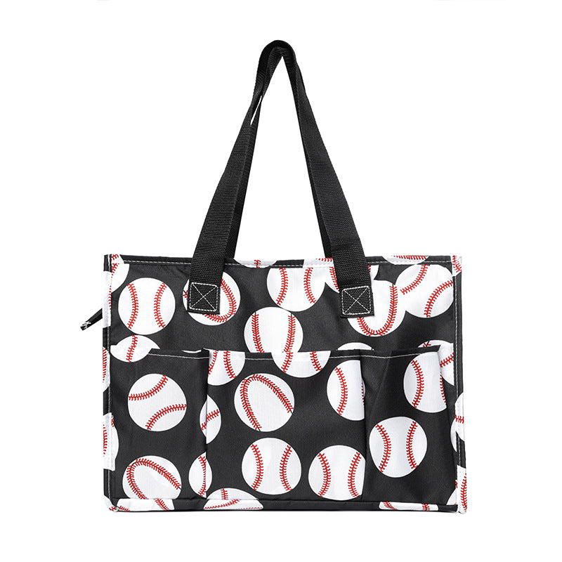 Ball Sports Print Multi-Pocket Utility Tote Bag