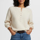 Crew Neck Button Front Knit Pullover