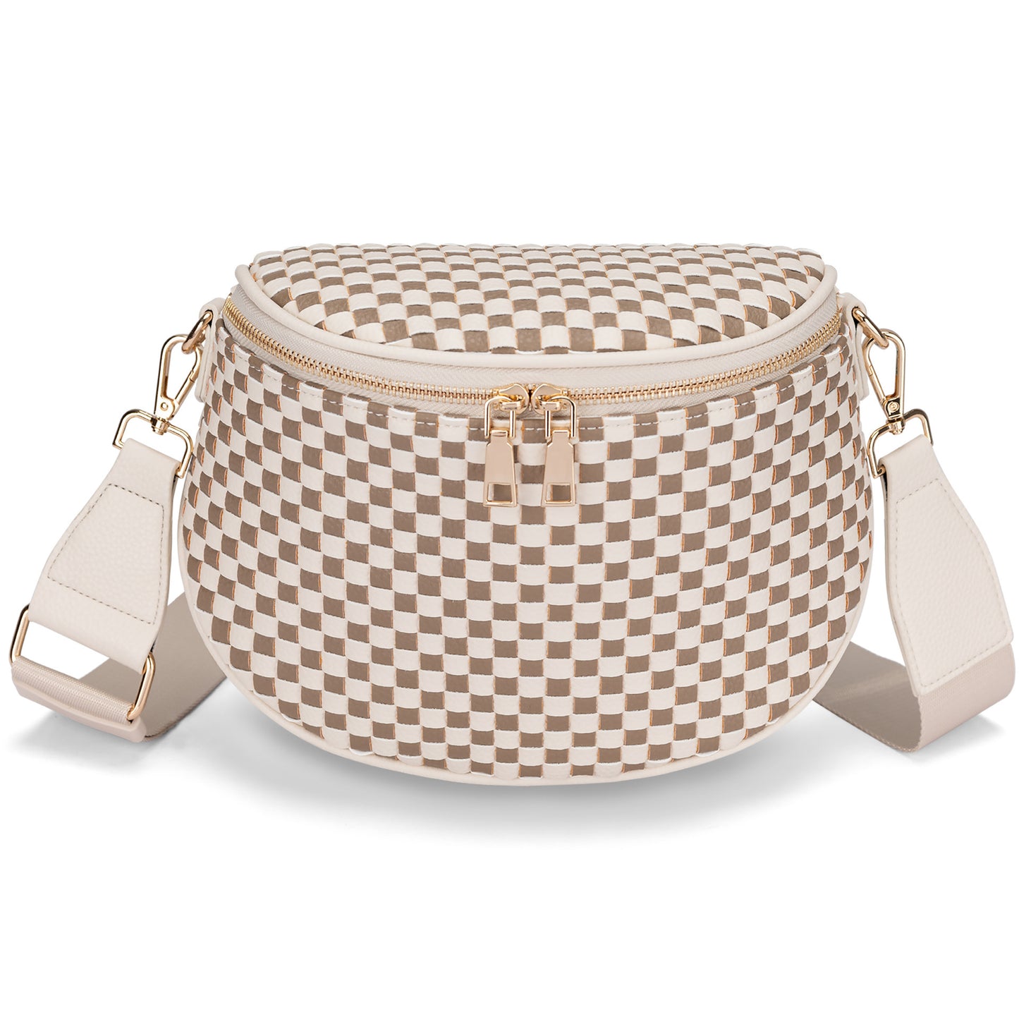 Trendy Woven Checkered Crossbody Bum Bag for Women