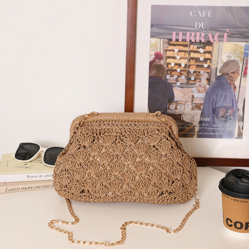Handcrafted Openwork Straw Crossbody Bag