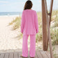 Striped Long-sleeve Top and Trousers 2-piece Set
