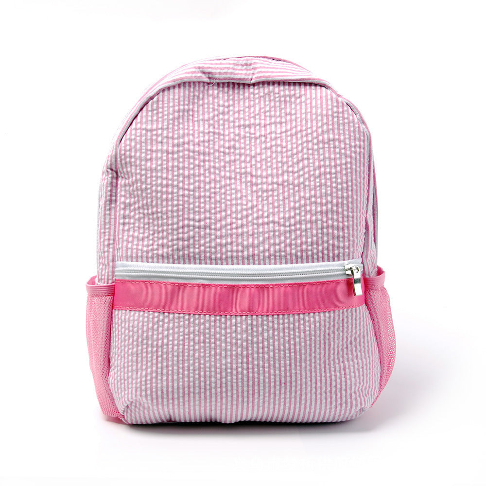 Custom-Embroidered Seersucker Kids' Backpack / Students Schoolbag