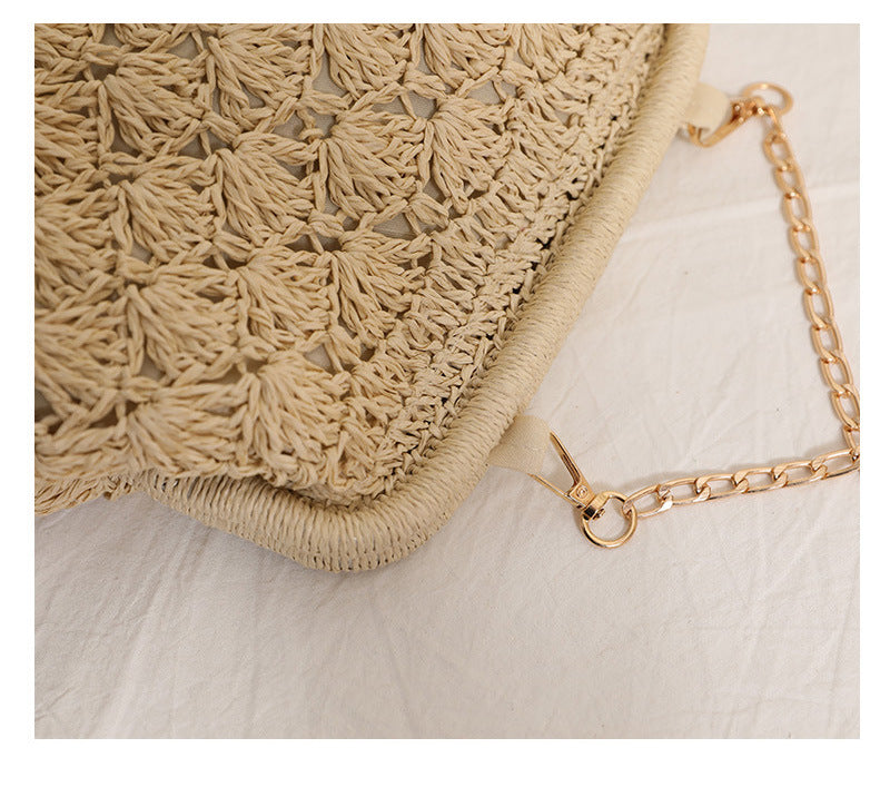 Handcrafted Openwork Straw Crossbody Bag