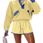 Contrast Color Stitching Long-sleeved Top and Shorts Set(moq2）