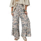 Multicolour Camo Print Wide Leg Casual Pants