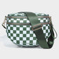 Checkered Crossbody Bag with Detachable Pouch