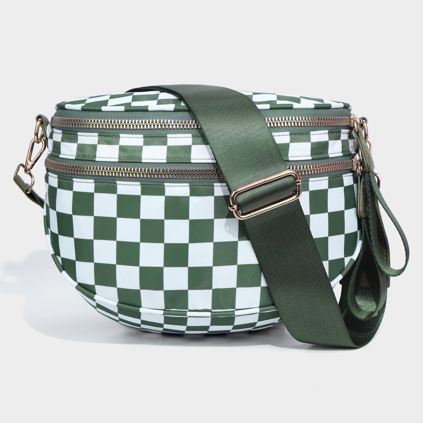 Checkered Crossbody Bag with Detachable Pouch