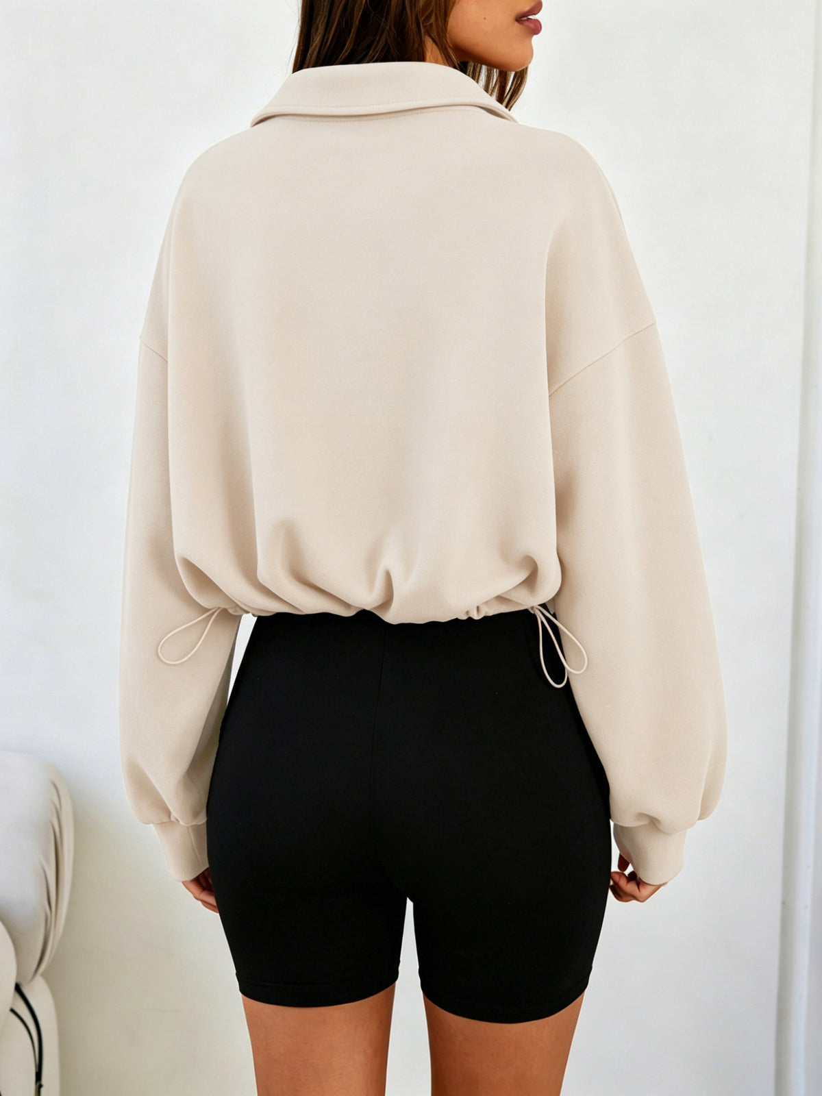 Women's Cropped Half-Zip Sweatshirt