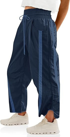 Retro Contrast Side Stripe Wide Leg Track Pants