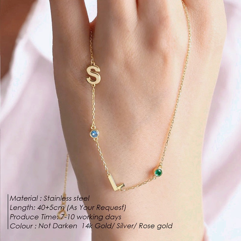 Customized December Birthstone Clavicle Necklace