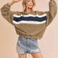 Contrast Color Loose Round Neck Sweatshirt