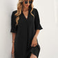 Notched Neck Flounce Sleeve Tunic Dress