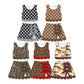Custom Text Logo Girls' Sleeveless Top and Skirt Two-Piece Set