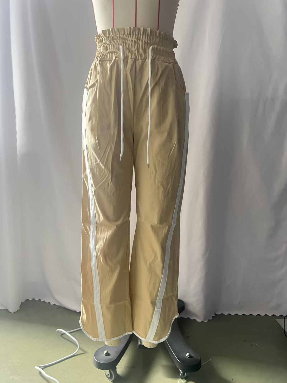 Retro Contrast Side Stripe Wide Leg Track Pants