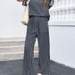 Stripe Round Neck Tee and Pant Set