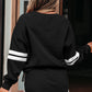 Varsity Stripe Detail Drop Shoulder Pullover Mini Skort Set