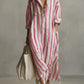 Stylish Long Striped Cardigan-Style Dress for Women
