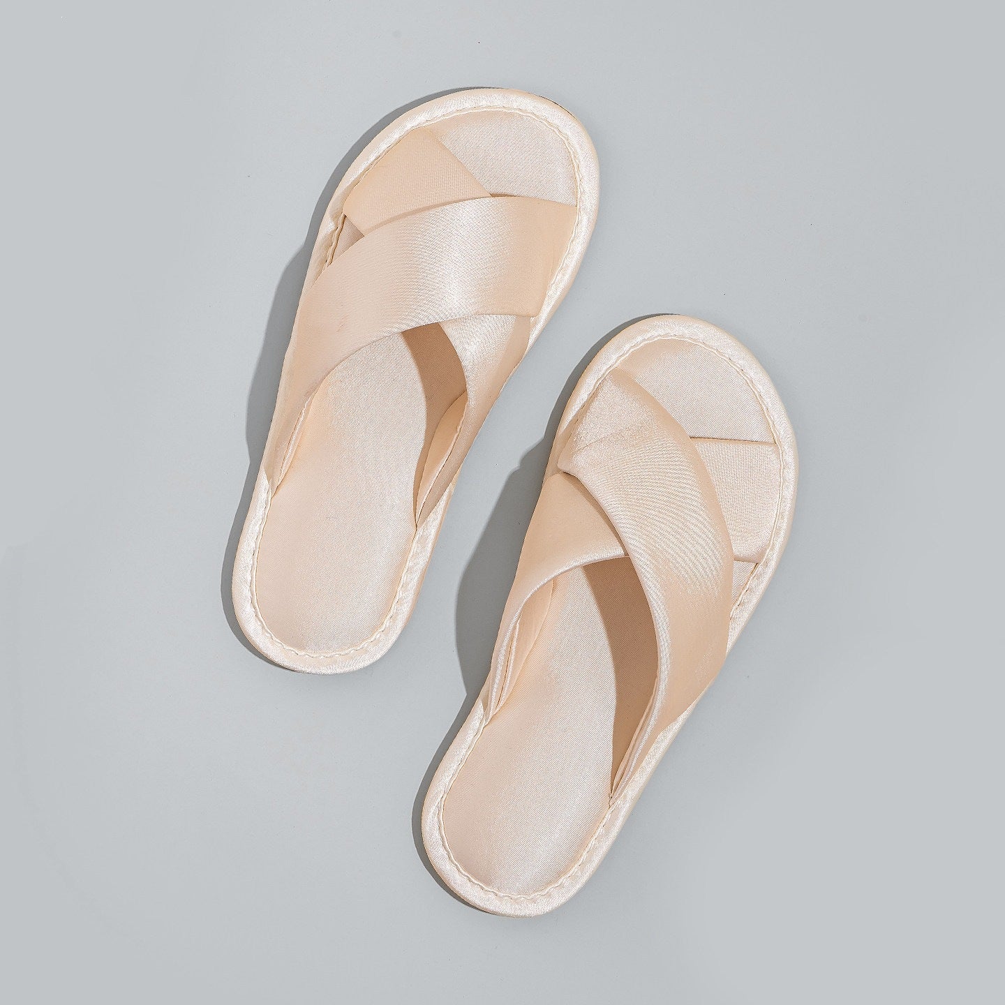 Women's Satin Cross-Strap Slide Slippers