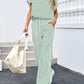 Stripe Round Neck Tee and Pant Set