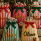 Custom Personalized Striped Christmas Drawstring Gift Sack