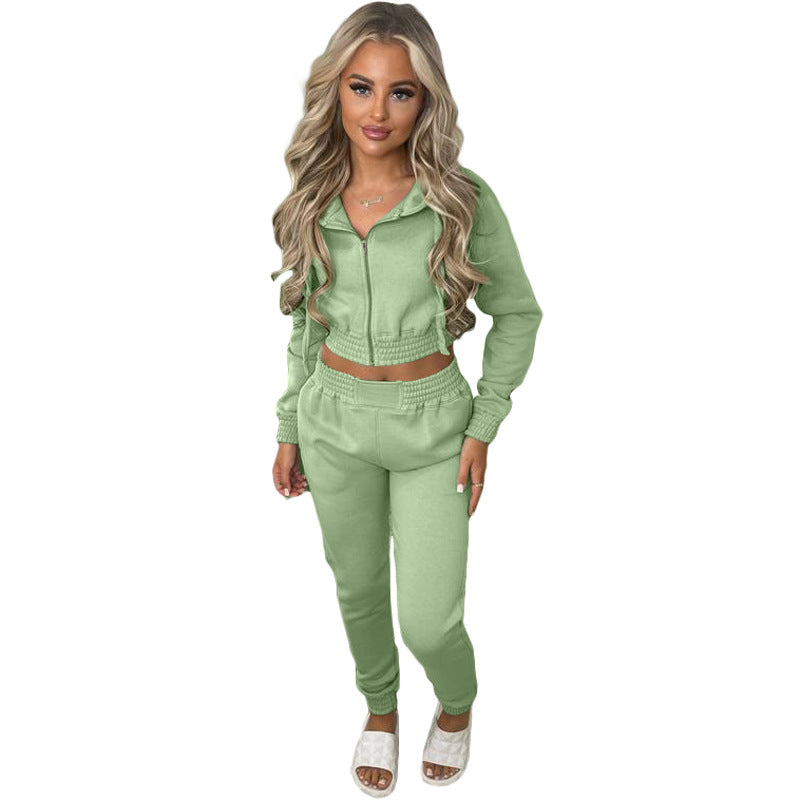 Fleece Hooded Sweatshirt + Trousers Set