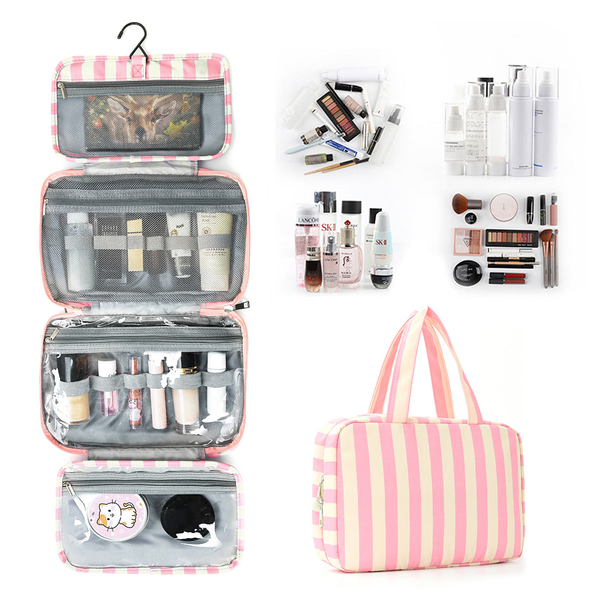 Foldable Hanging Toiletry Bag Wet & Dry Separation Cosmetic Organizer