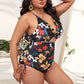 Plus Size Floral Hollow One-piece Swimsuit