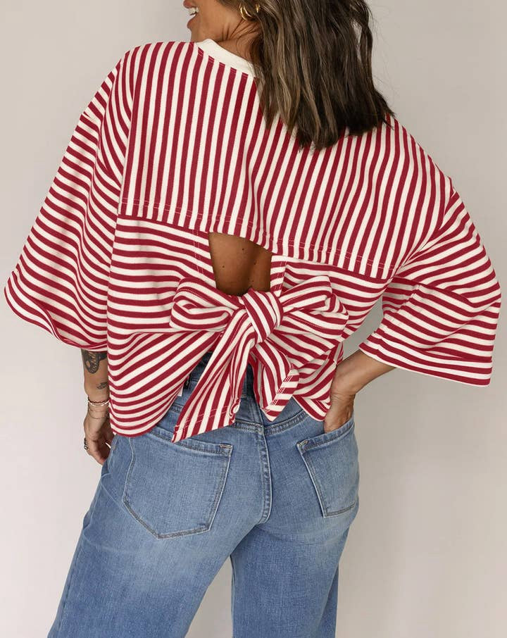 Striped Back Bow Tie T-Shirt