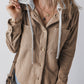 Drawstring Hooded Corduroy Jacket