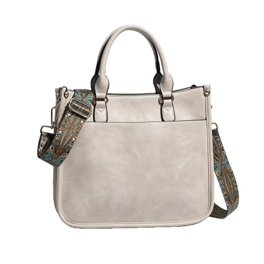 Vagan Leather Shoulder Bag with Adjustable Geometric Strap