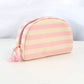 Personalized Embroidered Striped Canvas Toiletry Bag/Makeup Bag