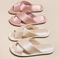 Women's Satin Cross-Strap Slide Slippers