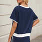 2Pcs Set Colorblock Edge Drop Shoulder T Shirt and Skirt