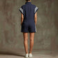 Loose Sleeveless Drawstring Pockets Split-Joint Striped Zipper Stand Collar Rompers